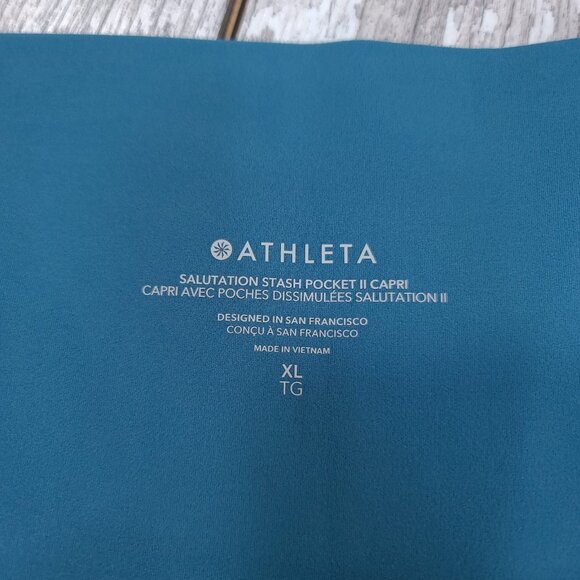 Athleta Pants Womens XL Blue Salutation High Rise Capri Lightweight Knit Comfort - Picture 5 of 7